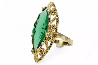 14-кв Желтое золото Изумруд Кольцо Винтаж vrc005y